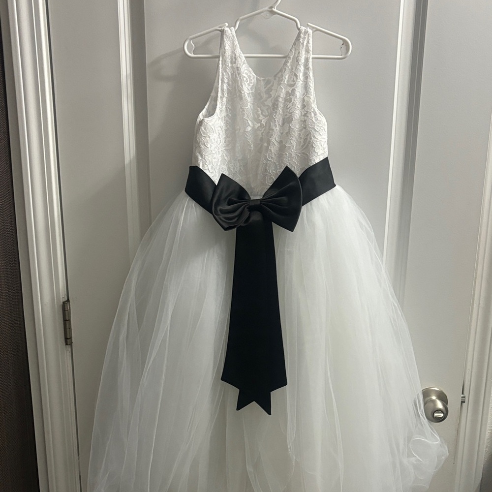 Elegant White and Black Kids Dress